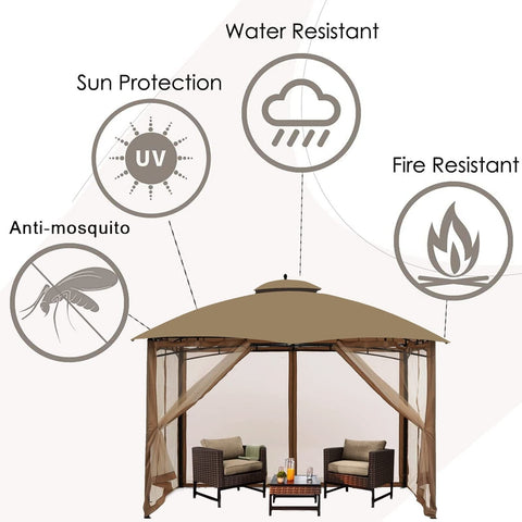 Gazebo Universal Replacement Mosquito Netting &#8211; Hugline 10' x 12' Outdoor