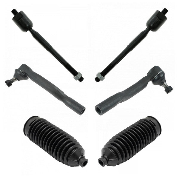 TRQ Front Inner Outer Steering Tie Rod Rack End with Boots LH RH 6pc for Toyo...