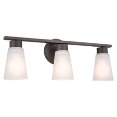 Kichler Stamos 3-Light Bathroom Vanity Light with Satin Etched Glass Shades, ...