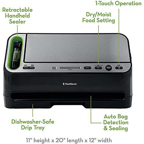 FoodSaver V4400 2-in-1 Vacuum Sealer Machine with One Size, Silver/Black