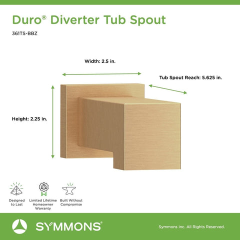 Symmons 361TS-BBZ Duro Non-Diverter Tub Spout in Brushed Bronze