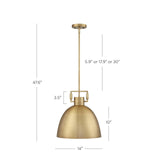 Nathan James Leigh Pendant Lighting, Hanging Ceiling Light with Oversized Met...