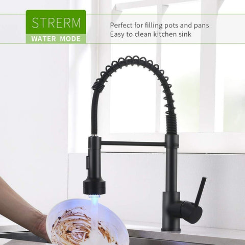 GIMILI Black Kitchen Faucet with Sprayer Modern Single Handle Pull Down Spray...