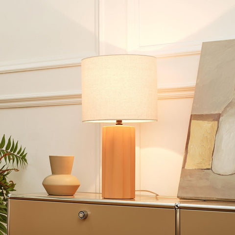 Globe Electric 61000062 20" Ribbed Ceramic Table Lamp, Matte Terracotta Finis...