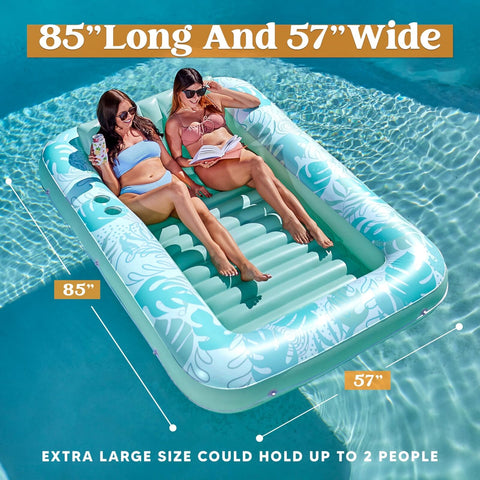 Sloosh Inflatable Tanning Pool Lounger Float for Adults, 85" x 57" Extra Larg...