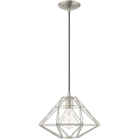 Livex Lighting 41323-91 Geometric Shade - 13.5" One Light Mini Pendant, Brush...