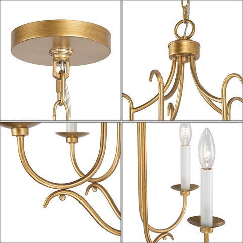 Durent Lighting Antique Gold French Country Chandelier for Dining Living Room...