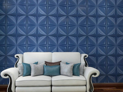 Art3d Navy Blue 3D Wall Panel PVC Flower Design Cover 32 Sqft, for Interior W...