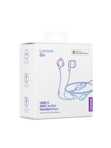 Lenovo Go USB-C Active Noise Cancelling in-Ear Adjustable, Storm Grey