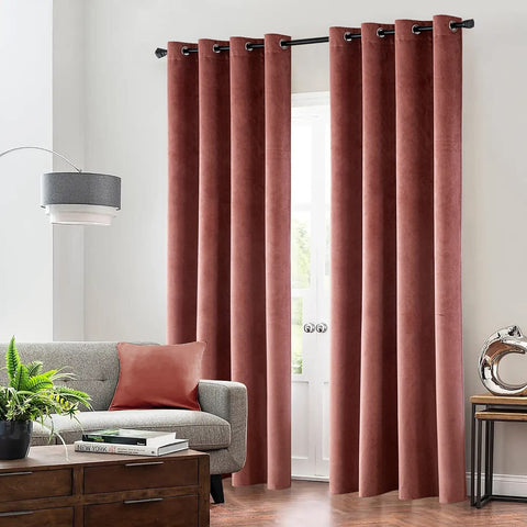 ANRODUO 100% Blackout Velvet Curtains 108 Inches Long Dusty Rose Curtain Drap...