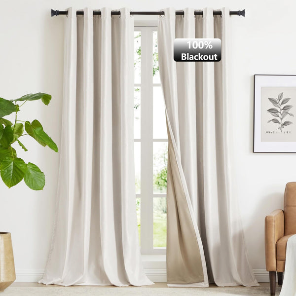 GIGIZAZA 100% Blackout Cream Ivory Velvet Curtains 84 Inch Long 2 Panels for ...