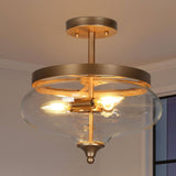 Semi Flush Mount Ceiling Light, 3-Light Gold Close to Ceiling Light Fixtures ...