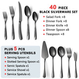 45-Piece Silverware Set Stainless Steel Flatware Set for 8 with Serving Utens...