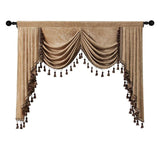 ELKCA Thick Chenille Curtains Valance for Living Room Coffee Waterfall Valanc...