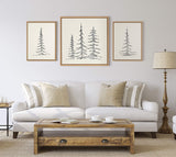 Kate and Laurel Sylvie Minimalist Evergreen Trees Sketch Framed Canvas Wall A...