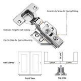 40pcs Soft Close Cabinet Concealed Hinges European Half Overlay,110 Degree,Fr...