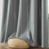 jinchan Boho Blackout Curtains for Bedroom, Silver Foil Striped Patterned Gre...