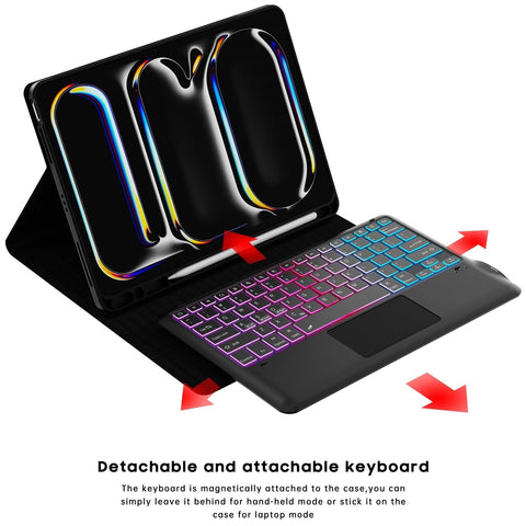 for iPad Pro 13-inch (M4) 2024 Case with Detachable Keyboard : DIY 3-Zone 7 C...