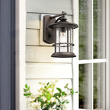 MICSIU Oil Rubbed Bronze Outdoor Light Sconces Wall Mount, Clear Seedy Glass ...