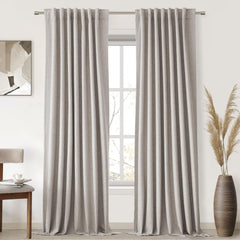 UHITECH Linen Blackout Curtains for Living Room Pinch Pleated Curtains Insula...