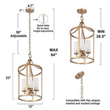 KSANA Modern Gold Chandelier, 4-Light Lantern Chandelier Light Fixture with F...