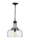 Warehouse of Tiffany HM153/1 Karha Single Light Matte Black Glass Shade Penda...