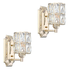 Doraimi Lighting 2 Pack 1 Light Crystal Wall Sconce Lighting with Champagne F...