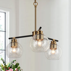 KSANA 3 Lights Gold Chandelier, Dining Room Chandelier Over Table, Black Gold...