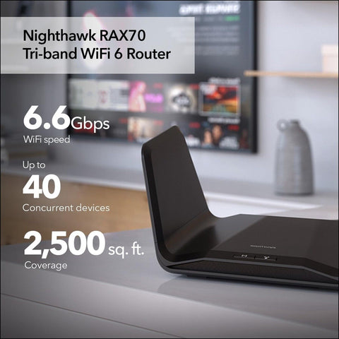 NETGEAR Nighthawk 8-Stream WiFi 6 Router (RAX70) - AX6600 Tri-band Wireless S...