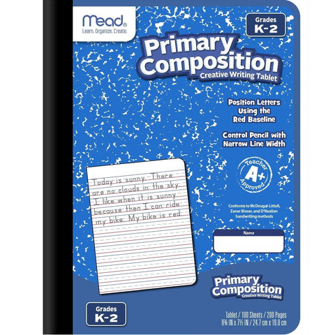 Mead Primary Composition Book, Ruled, Grades K-2, 100 Sheets, 7-1/2" x 9-3/4"...