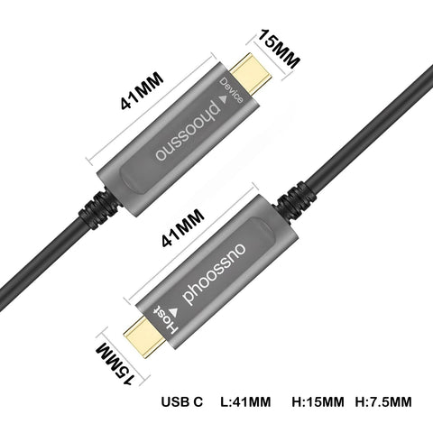 phoossno USB C to C Fiber Optical Cable USB 3.1 Type C Cable 10Gbps 50FT Comp...