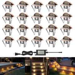 LED Outdoor Deck Lights Kits, &#934;1.38in Warm White 20 Pack Bronze, Low Voltag