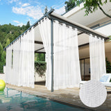 HolidayIdeas 6 Panels Outdoor Curtains for Patio-Linen Semi White Sheer Curta...