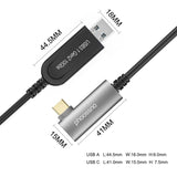 USB A to C Extension Fiber Optical Cable USB 3.1 Gen2 10Gbps 15M 50FT Right A...