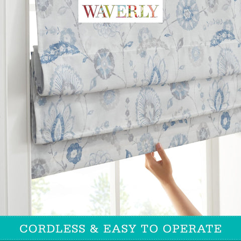 Waverly Annisa Jacobean Floral 100% Blackout Roman Shade, Cordless and Noise ...
