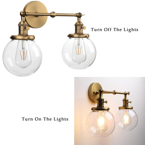 Phansthy Vintage 2 Light Wall Sconce Industrial Wall Light with Dual 5.9 Inch...