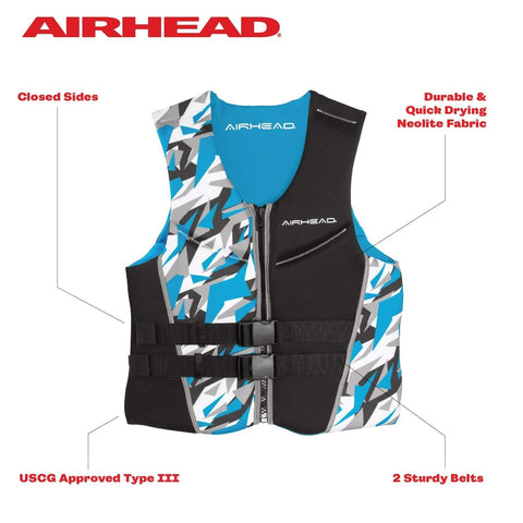 AIRHEAD Men's Camo Cool Neolite Kwik-Dry Life Jacket, Coast Guard Approved