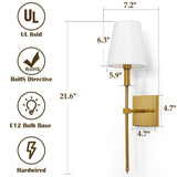 KARTOOSH Wall Sconces Set of 2, Hardwired Gold Sconces Wall Lighting, Dimmabl...