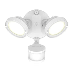 HALO TGS Outdoor LED Motion Sensor Flood & Security Light Twin Round Head White