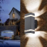 LMP 4 Pack LED Square Up and Down Lights Outdoor Wall 4 Packs, Gray