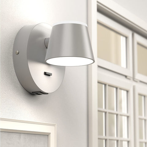 URSOLA Wall Light Set of Two, LED Wall Sconce with On/Off Switch USB Charging...