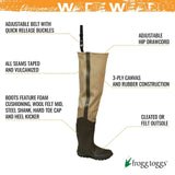 FROGG TOGGS Bull Frogg 3-ply PVC Canvas Bootfoot Hip Wader, Cleated or Felt 10