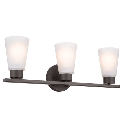Kichler Stamos 3-Light Bathroom Vanity Light with Satin Etched Glass Shades, ...