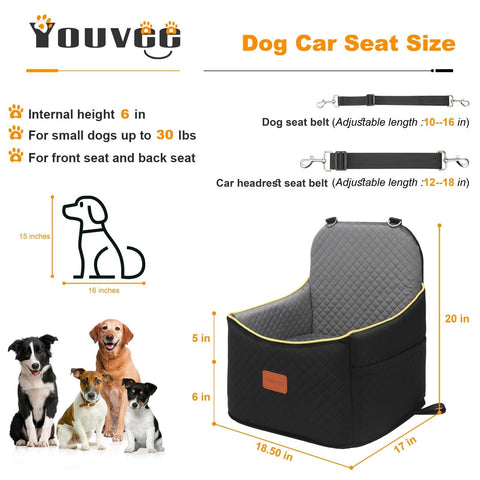 Youvee Dog Car Seat,Elevated Pet Booster Seat with Interior Height 6 Inches f...