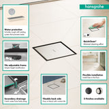 hansgrohe RainDrain Brilliance Square Tileable Shower Drain Set with Rough an...