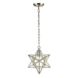 JONATHAN Y JYL9072C Stella 12" Moravian Star Metal/Clear Glass LED Pendant, C...