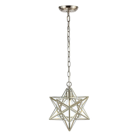 JONATHAN Y JYL9072C Stella 12" Moravian Star Metal/Clear Glass LED Pendant, C...