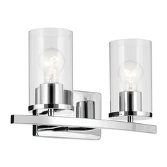 KICHLER Crosby 15.25" 2-Light Vanity Light with Clear Glass in Chrome, for Ba...