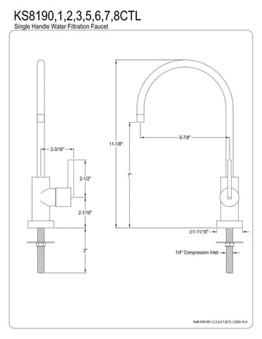 Kingston Brass KS8190CTL Continental Water Filtration Faucet, 5-7/8" in Spout...