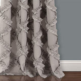 Lush Decor, Gray Ruffle Diamond Curtains Textured Window Panel Set for Living...